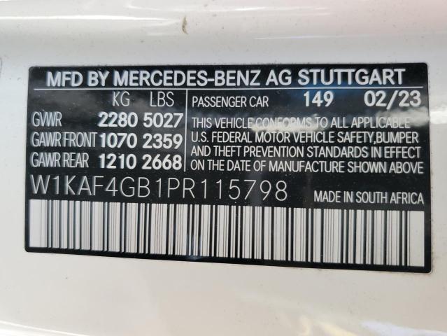 W1KAF4GB1PR115798 - 2023 MERCEDES-BENZ C 300 WHITE photo 12