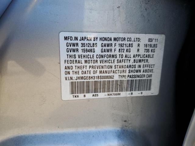 JHMGE8H31BS008062 - 2011 HONDA FIT SILVER photo 12