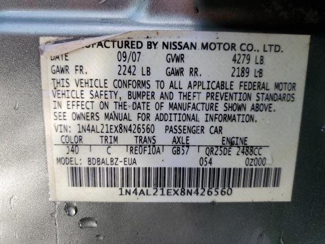 1N4AL21EX8N426560 - 2008 NISSAN ALTIMA 2.5 GREEN photo 12