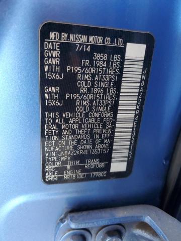 JN8AZ2KR4ET353157 - 2014 NISSAN CUBE S BLUE photo 13