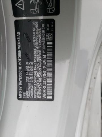 WBABC4C03NCG94904 - 2022 BMW M850XI WHITE photo 13