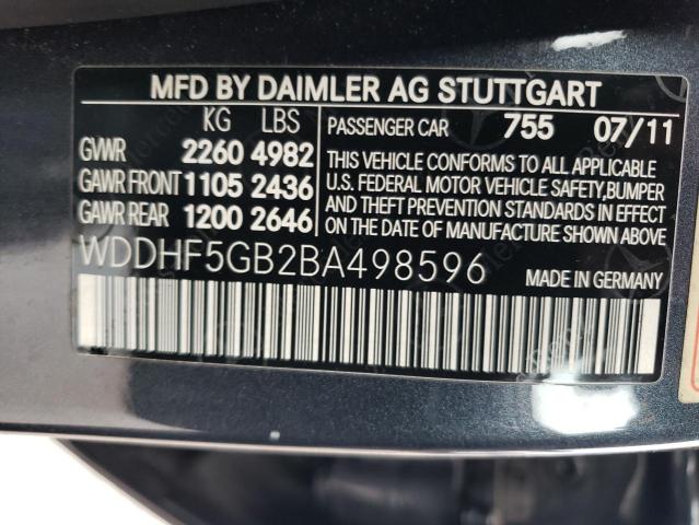 WDDHF5GB2BA498596 - 2011 MERCEDES-BENZ E 350 BLACK photo 12