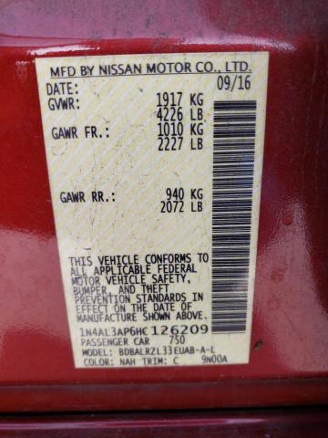 1N4AL3AP6HC126209 - 2017 NISSAN ALTIMA 2.5 RED photo 12