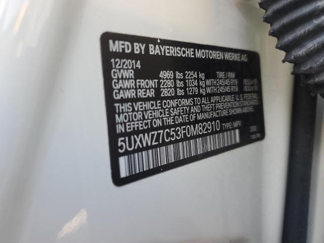 5UXWZ7C53F0M82910 - 2015 BMW X3 SDRIVE28I WHITE photo 14