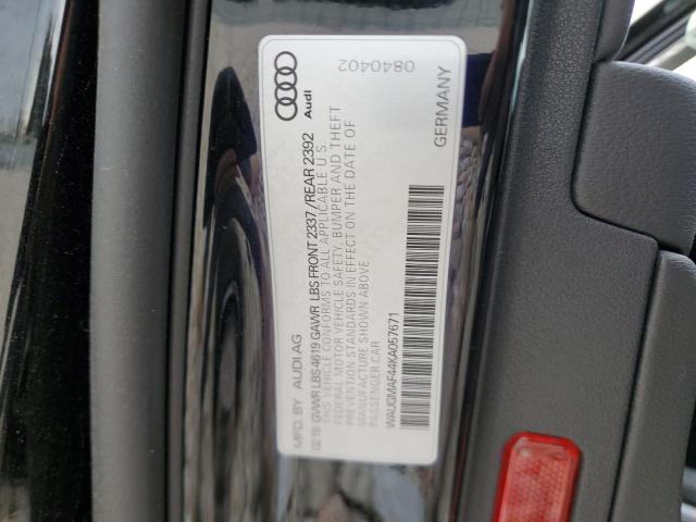 WAUGMAF44KA057671 - 2019 AUDI A4 PREMIUM BLACK photo 12