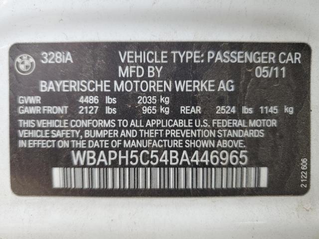 WBAPH5C54BA446965 - 2011 BMW 328 I SULEV WHITE photo 12