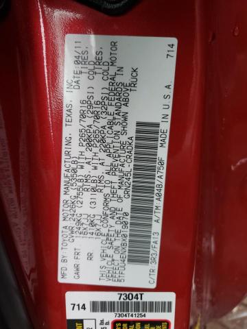 5TFUU4ENXBX019070 - 2011 TOYOTA TACOMA ACCESS CAB Қызыл фото 12