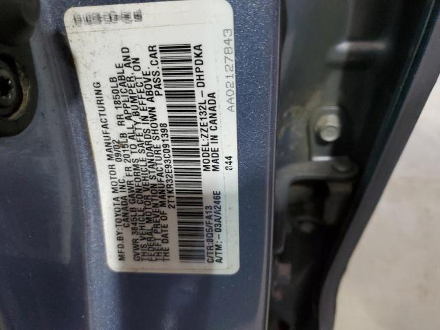 2T1KR32E93C091398 - 2003 TOYOTA COROLLA MA XR BLUE photo 12