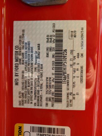 1FA6P8TH1P5109236 - 2023 FORD MUSTANG RED photo 12