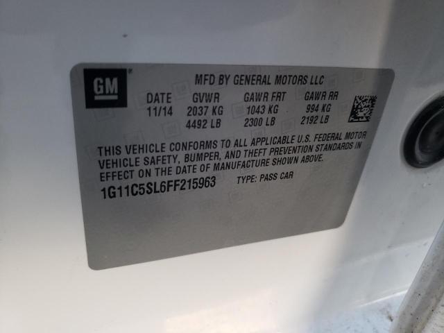 1G11C5SL6FF215963 - 2015 CHEVROLET MALIBU 1LT Biały zdjęcie 12