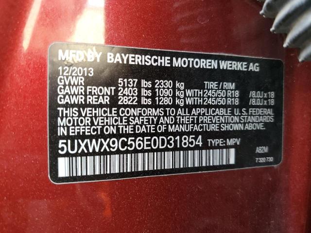 5UXWX9C56E0D31854 - 2014 BMW X3 XDRIVE28I RED photo 12