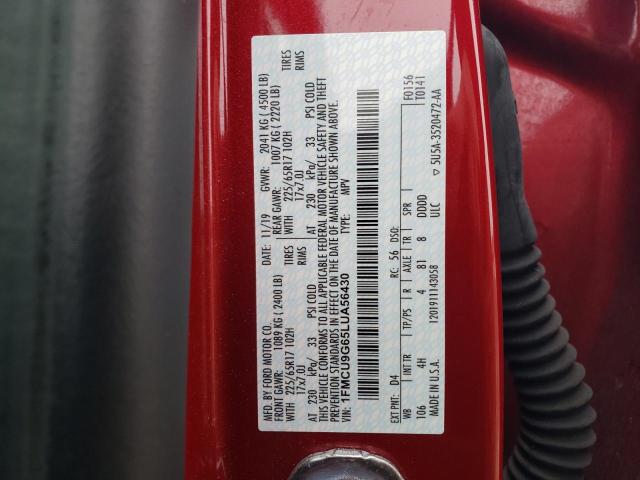 1FMCU9G65LUA56430 - 2020 FORD ESCAPE SE RED photo 12