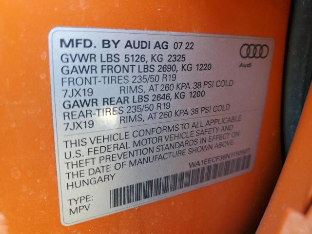 WA1EECF36N1150507 - 2022 AUDI Q3 PREMIUM PLUS S LINE 45 ORANGE photo 13