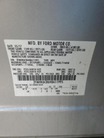 2FMHK6C86HBA11995 - 2017 FORD FLEX SEL SILVER photo 12