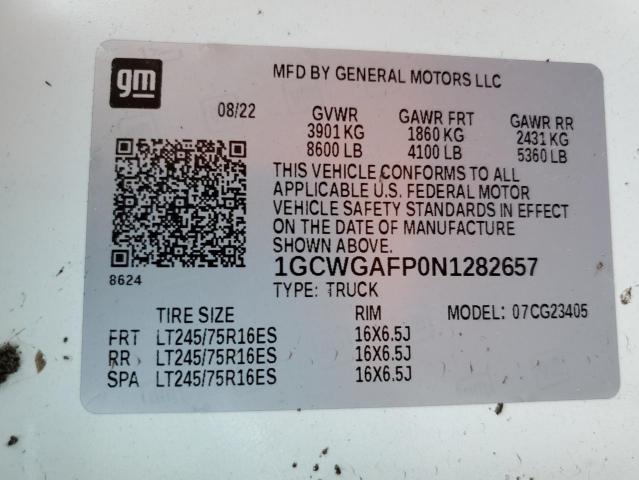 1GCWGAFP0N1282657 - 2022 CHEVROLET EXPRESS G2 白色 照片 14