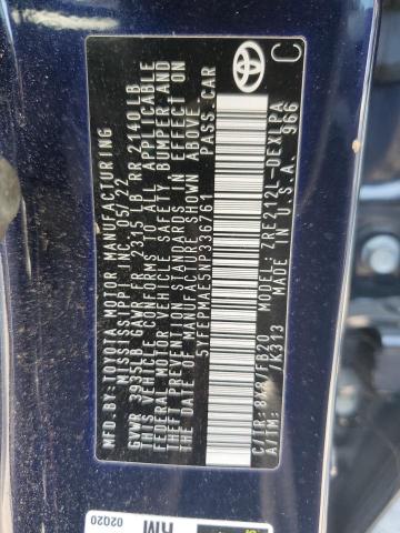 5YFEPMAE5NP336761 - 2022 TOYOTA COROLLA LE BLUE photo 12