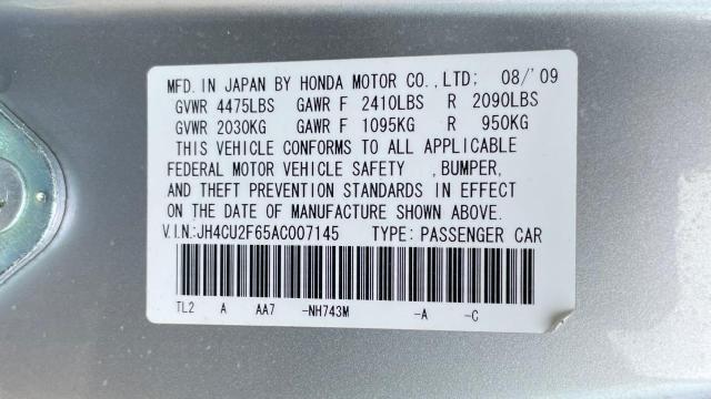 JH4CU2F65AC007145 - 2010 ACURA TSX SILVER photo 10