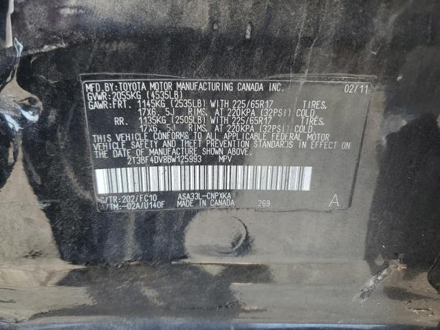 2T3BF4DV8BW125993 - 2011 TOYOTA RAV4 შავი ფოტო 13