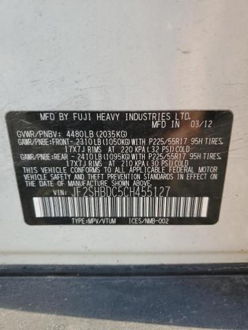 JF2SHBDC5CH455127 - 2012 SUBARU FORESTER 2.5X PREMIUM Կրեմագույն լուսանկար 12