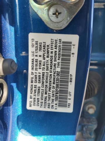 19XFB2F59EE201302 - 2014 HONDA CIVIC LX Көк фото 13