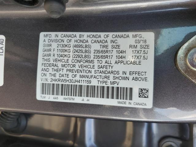 2HKRW5H30JH411159 - 2018 HONDA CR-V LX ნაცრისფერი ფოტო 14