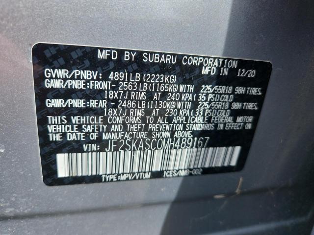 JF2SKASC0MH489167 - 2021 SUBARU FORESTER LIMITED SILVER photo 12
