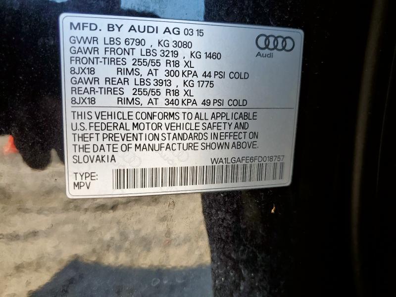 WA1LGAFE6FD018757 - 2015 AUDI Q7 PREMIUM PLUS أسود صورة 13