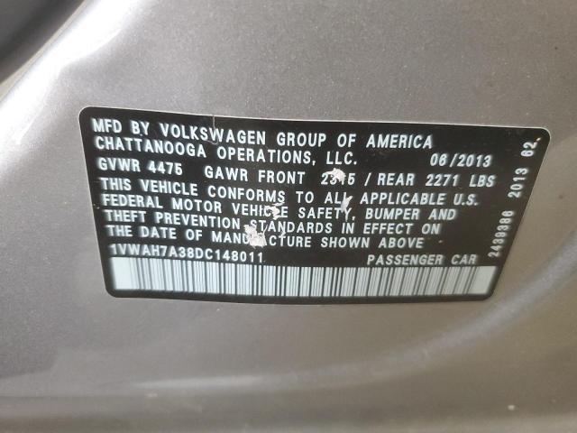 1VWAH7A38DC148011 - 2013 VOLKSWAGEN PASSAT S Argent photo 12