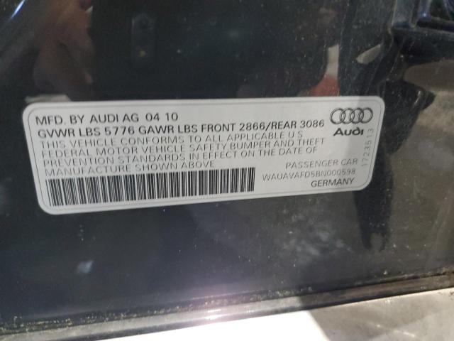 WAUAVAFD5BN000598 - 2011 AUDI A8 QUATTRO GRAY photo 12