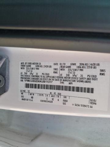 1FMCU0GDXKUB11317 - 2019 FORD ESCAPE SE WHITE photo 13