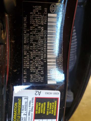 4T1BK3DB8BU401433 - 2011 TOYOTA AVALON BASE შავი ფოტო 13