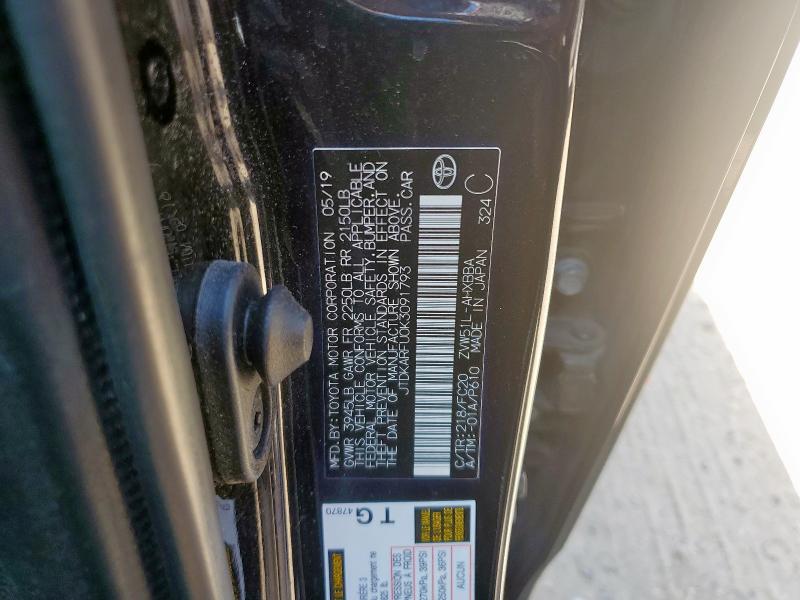 JTDKARFU0K3091793 - 2019 TOYOTA PRIUS Սև լուսանկար 12