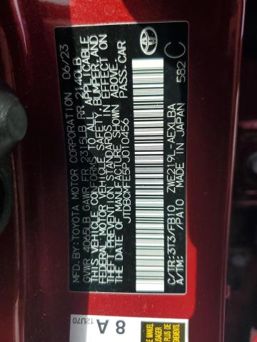 JTDBCMFE5PJ010456 - 2023 TOYOTA COROLLA LE 红色 照片 12