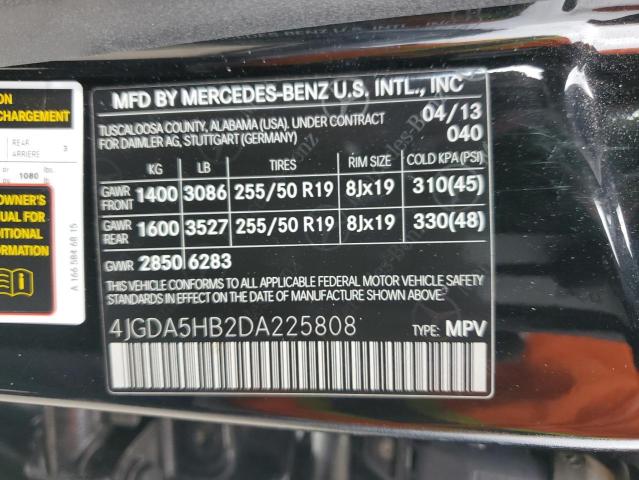 4JGDA5HB2DA225808 - 2013 MERCEDES-BENZ ML 350 4MATIC BLACK photo 13