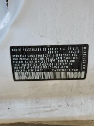 3VWC57BU2KM126607 - 2019 VOLKSWAGEN JETTA S WHITE photo 12