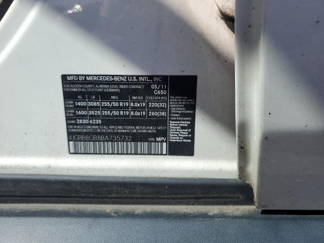 4JGBB8GB8BA735732 - 2011 MERCEDES-BENZ ML 350 4MATIC WHITE photo 13