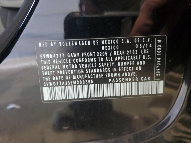 3VWD17AJ3EM298365 - 2014 VOLKSWAGEN JETTA SE BLACK photo 12