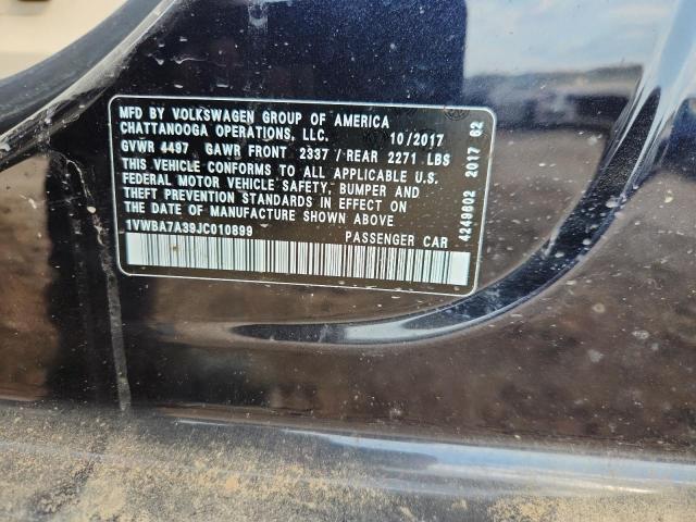 1VWBA7A39JC010899 - 2018 VOLKSWAGEN PASSAT SE შავი ფოტო 12
