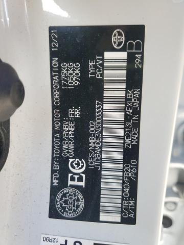 JTDBAMDE3N3003337 - 2022 TOYOTA COROLLA WHITE photo 12