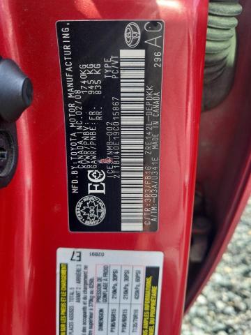 2T1BU40E19C015867 - 2009 TOYOTA COROLLA BASE RED photo 12