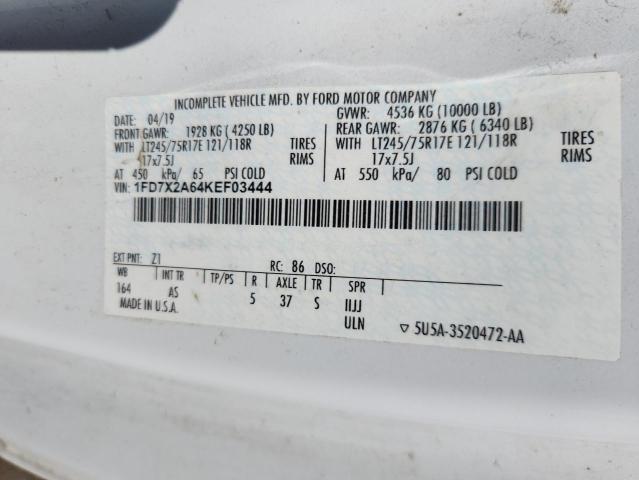 1FD7X2A64KEF03444 - 2019 FORD F250 SUPER DUTY 白色 照片 12