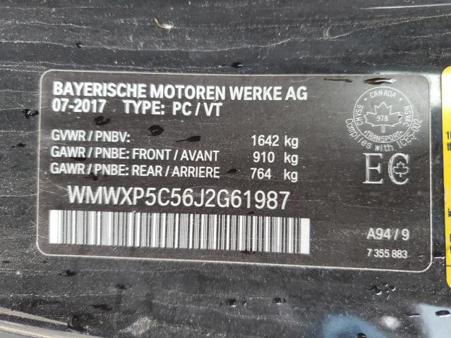 WMWXP5C56J2G61987 - 2018 MINI COOPER BLACK photo 12