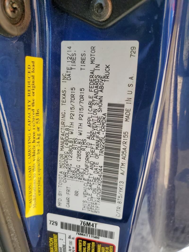 5TFTX4CN3FX054044 - 2015 TOYOTA TACOMA ACCESS CAB Mavi fotoğraf 12