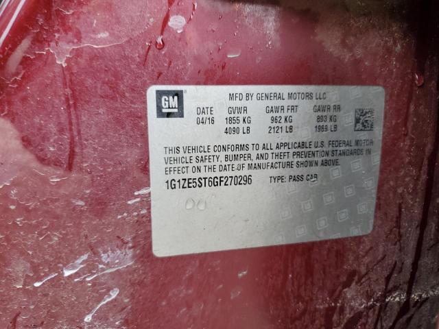 1G1ZE5ST6GF270296 - 2016 CHEVROLET MALIBU LT BURGUNDY photo 12