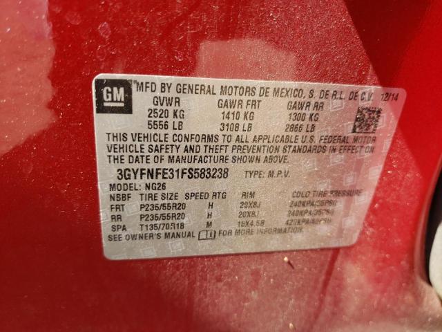 3GYFNFE31FS583238 - 2015 CADILLAC SRX PERFORMANCE COLLECTION Kırmızı fotoğraf 12