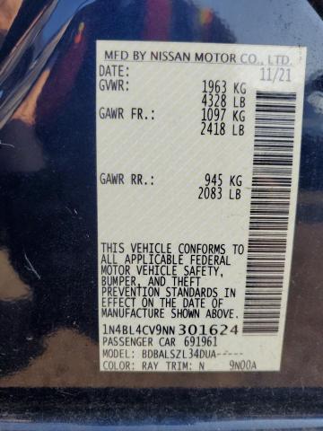 1N4BL4CV9NN301624 - 2022 NISSAN ALTIMA SR BLUE photo 13