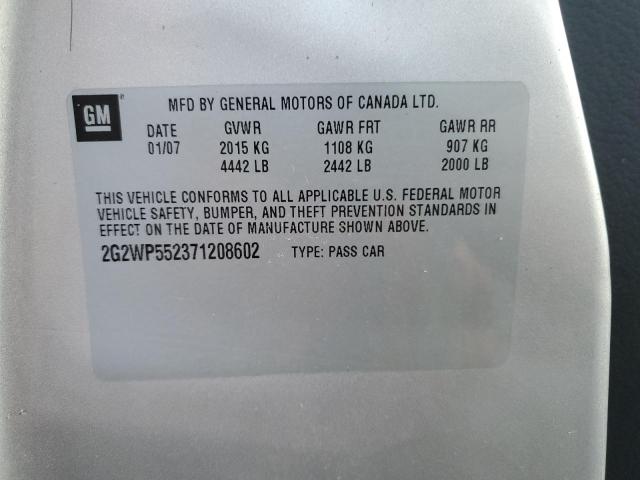 2G2WP552371208602 - 2007 PONTIAC GRAND PRIX 银色 照片 12