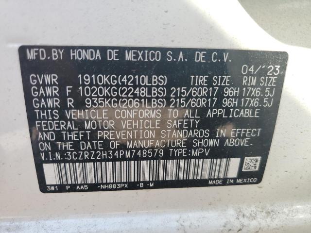 3CZRZ2H34PM748579 - 2023 HONDA HR-V LX თეთრი ფოტო 14