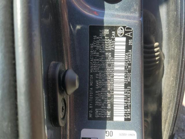 2T1BURHE1GC605887 - 2016 TOYOTA COROLLA L GRAY photo 13