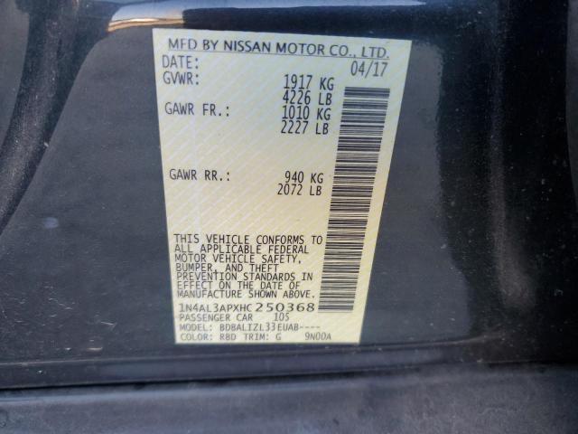 1N4AL3APXHC250368 - 2017 NISSAN ALTIMA 2.5 BLACK photo 12